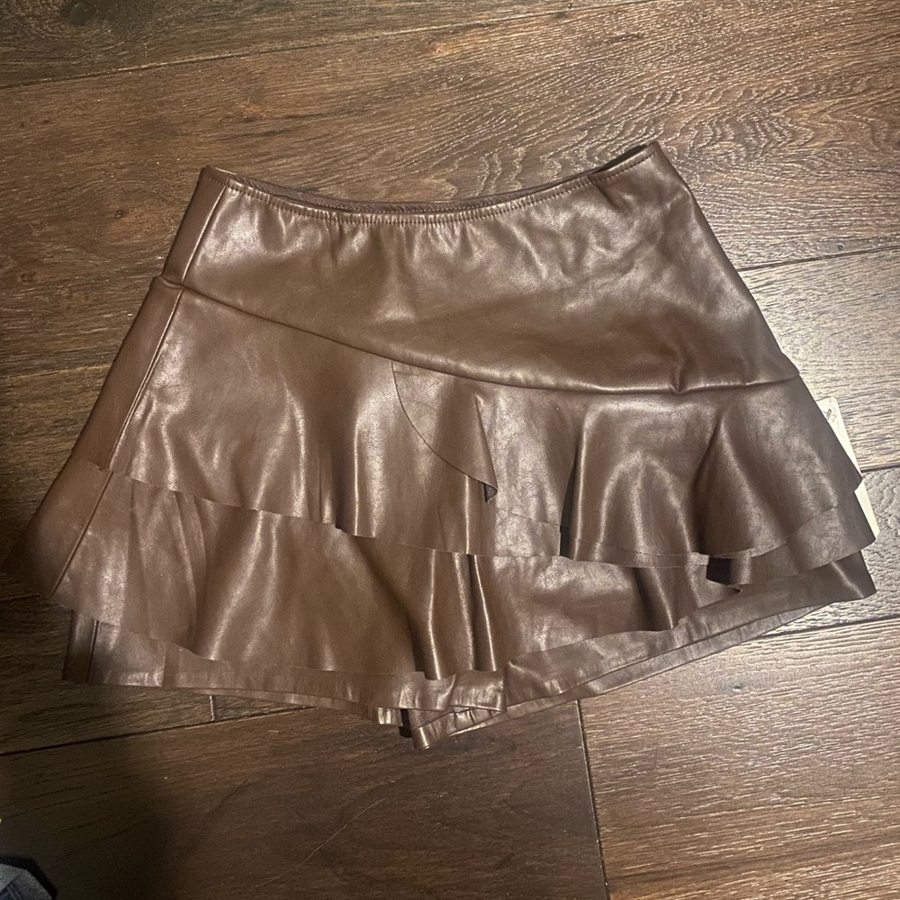 Brown Leather Skort NWT (Medium)